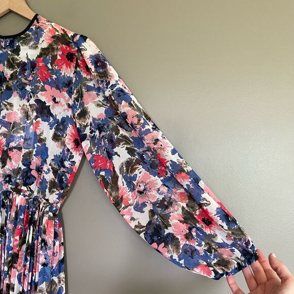 NWT Misa Los Angeles Juliana Dress Size XS Floral Pleated Chiffon Colorful Sheer - Picture 10 of 16